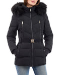 Michael Kors Women's Faux Fur Hooded Belted Coat