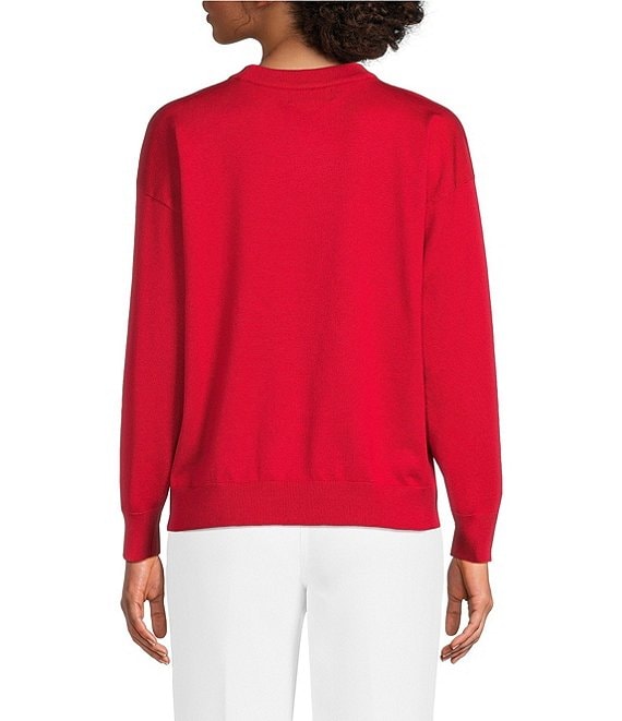 KARL LAGERFELD PARISCrew Neck Long Sleeve Heart Sweater
