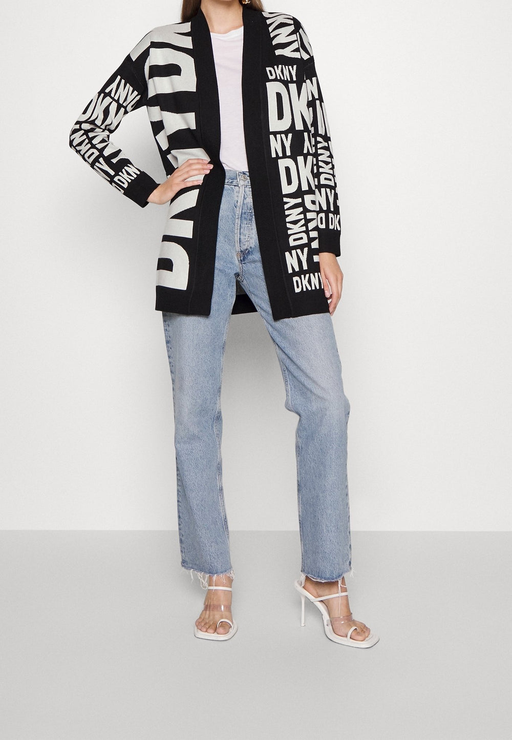 DKNY Women's Collarless Open-Front Long-Sleeve Cardigan