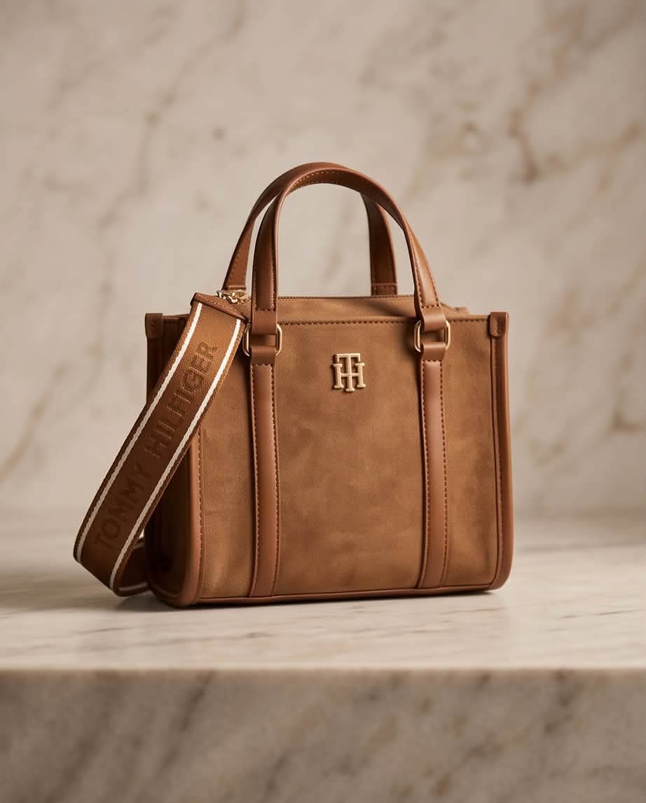 Tommy Hilfiger Suede Mini Tote Bag – Camel