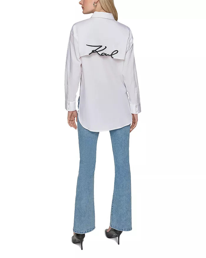 KARL LAGERFELD PARIS Oversized Whimsy Button Up Shirt