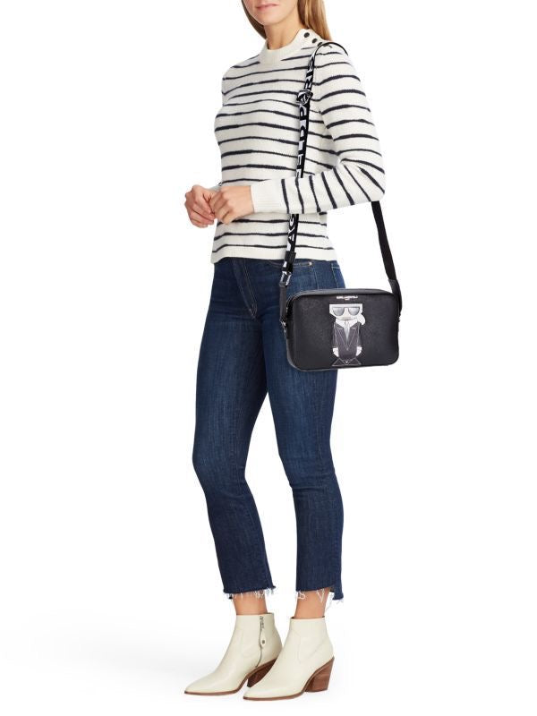 Karl Lagerfeld Paris Maybelle Womens Choupette Crossbody In Black