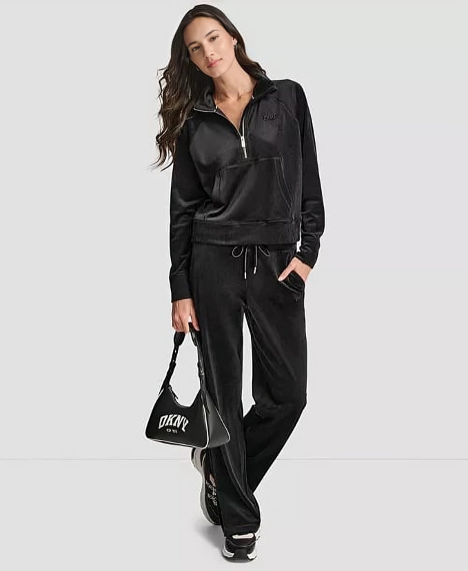 VARSITY VELOUR RHINESTONE LOGO FULL ZIP HOODIE