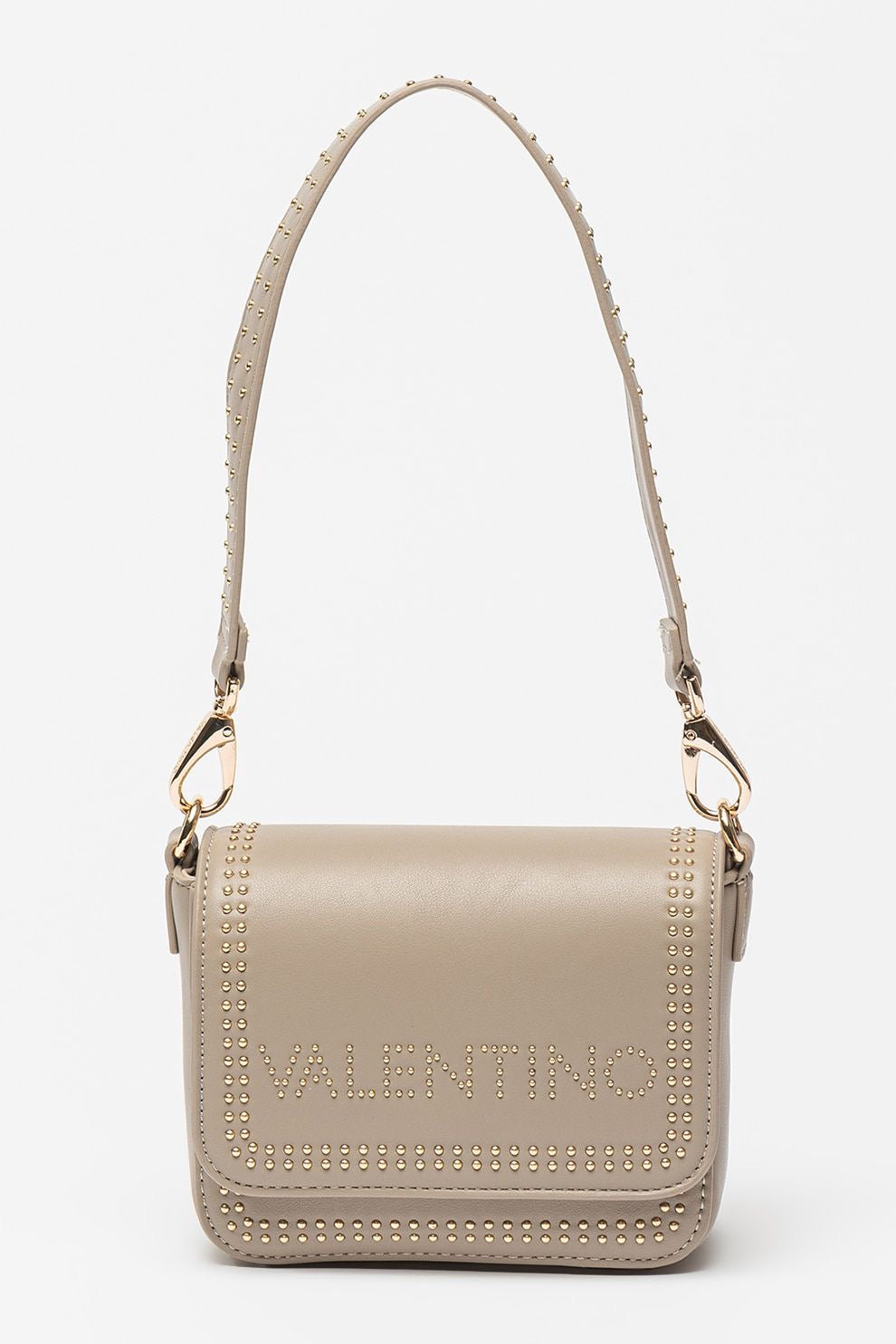 Valentino Shine Re Flap Studded Bag in Taupe or Cafe