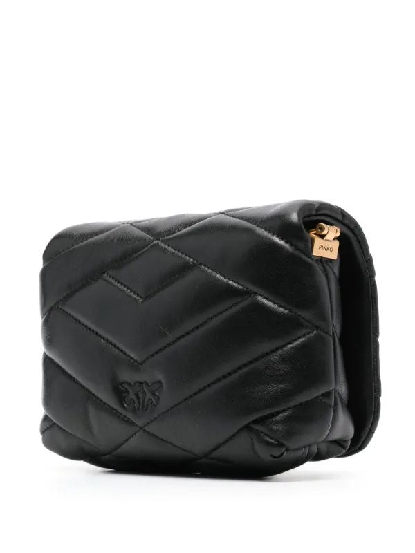 Pinko Love Click Puff Baby black sheepskin leather crossbody bag