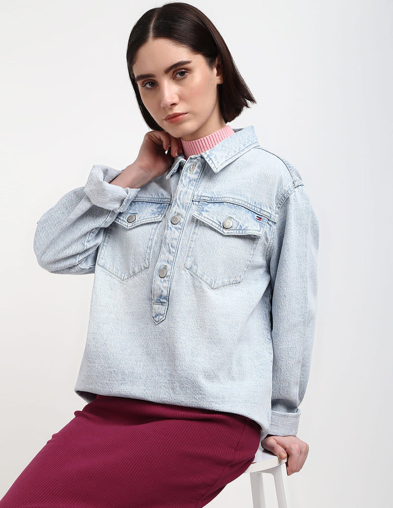 Tommy Hilfiger Long Sleeve Relaxed Popover Shirt