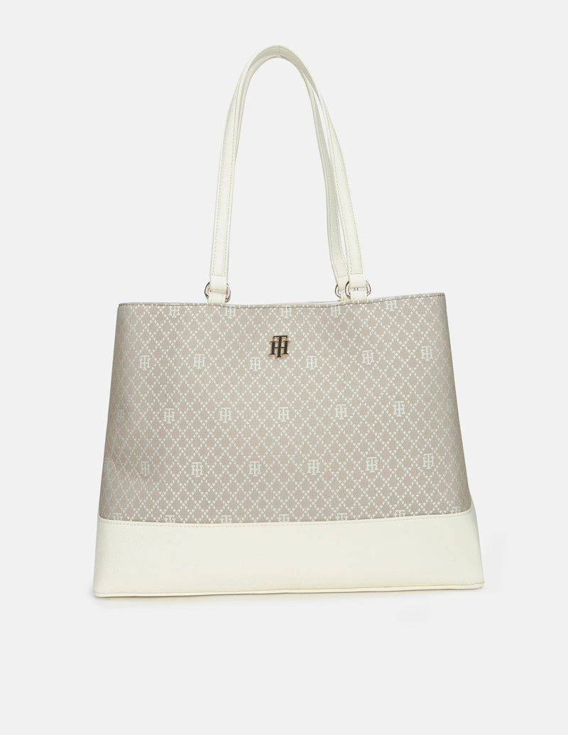 Tommy Hilfiger Self-Design Off-White Polyester Tote Bag