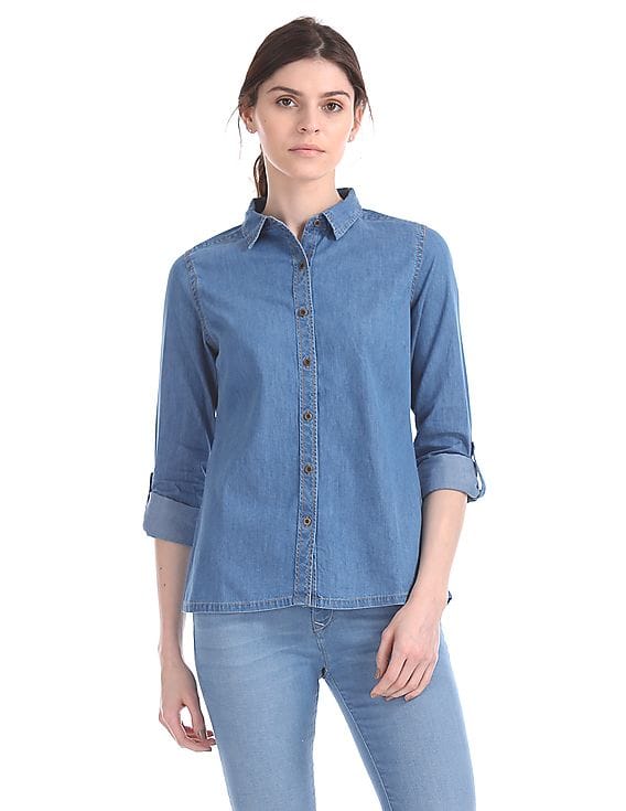 Regular Fit Washed Chambray Shirt