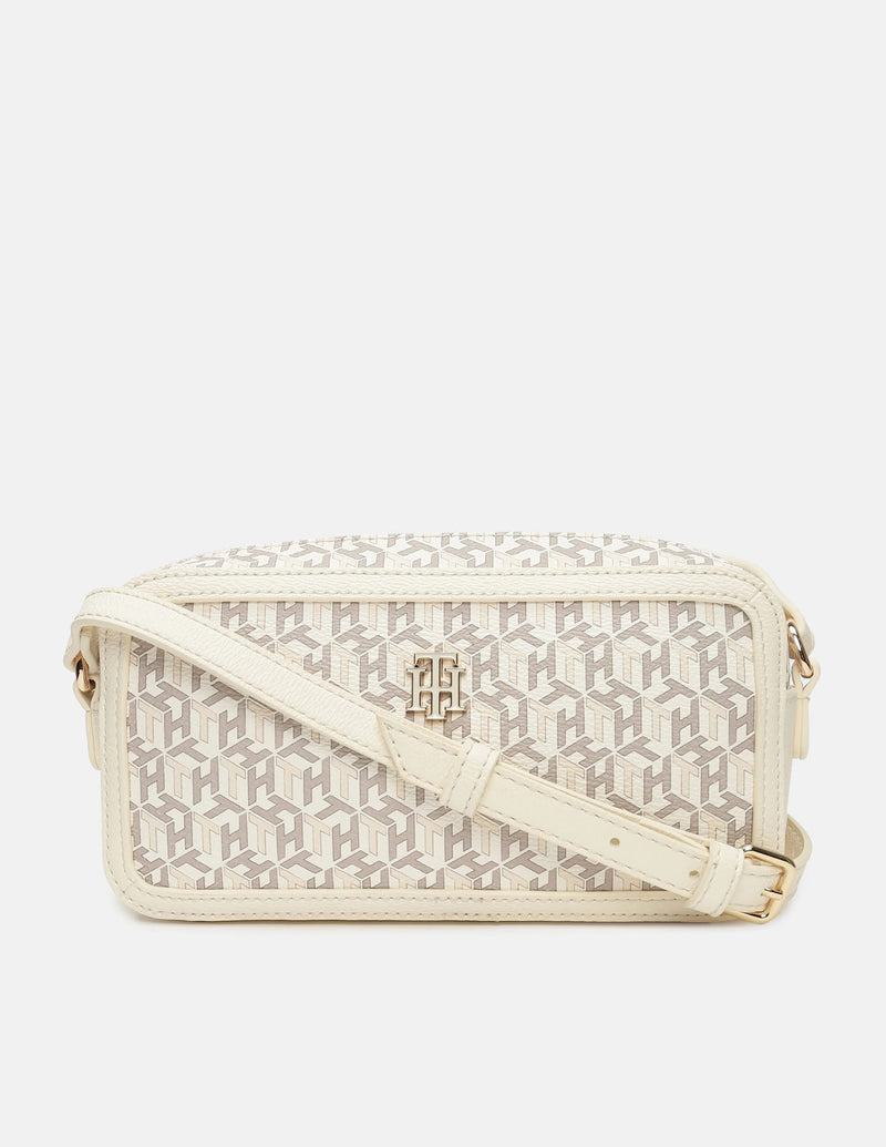 Tommy Hilfiger Logo Off-White Polyurethane Sling Bag