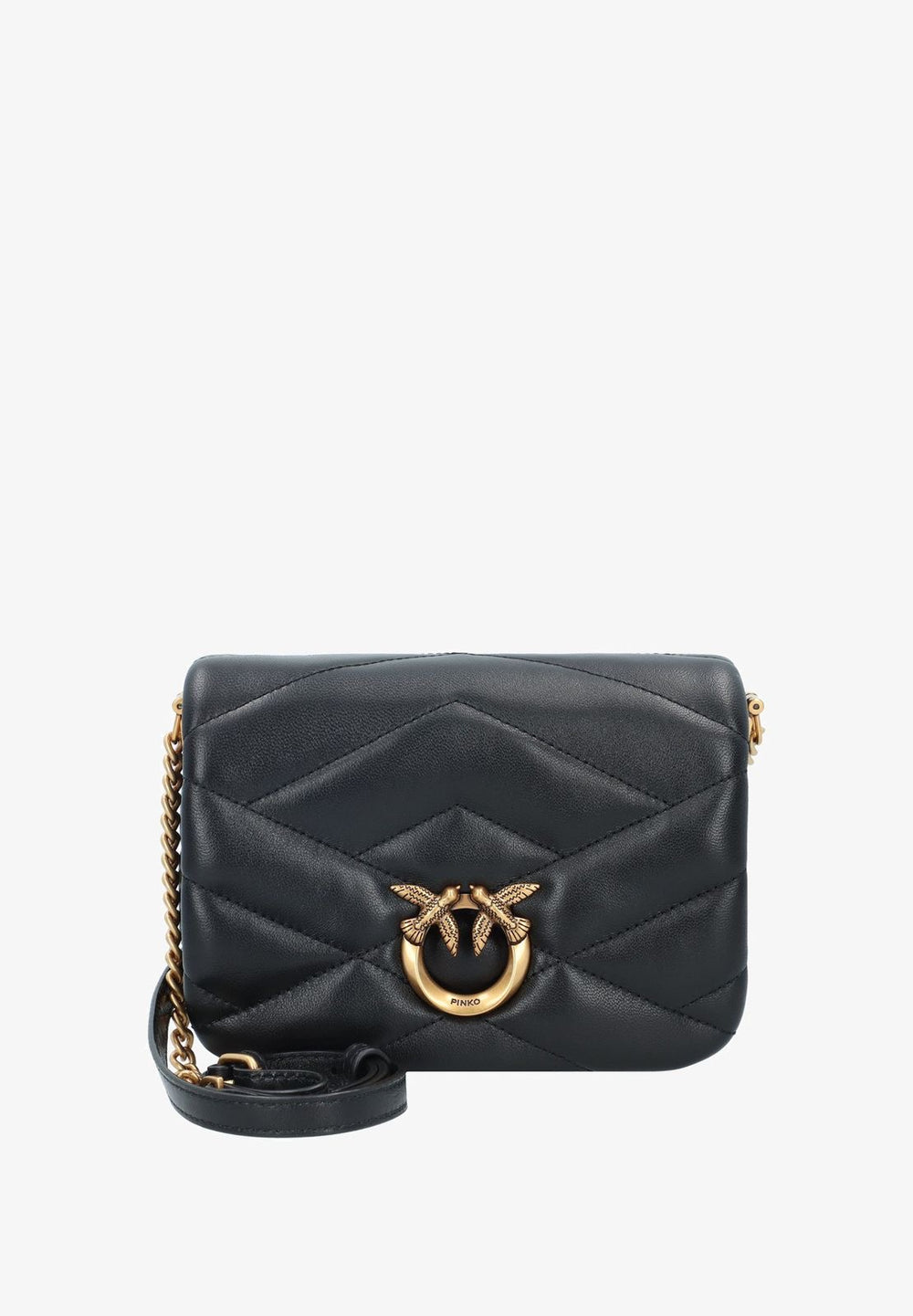 Pinko Love Click Puff Baby black sheepskin leather crossbody bag