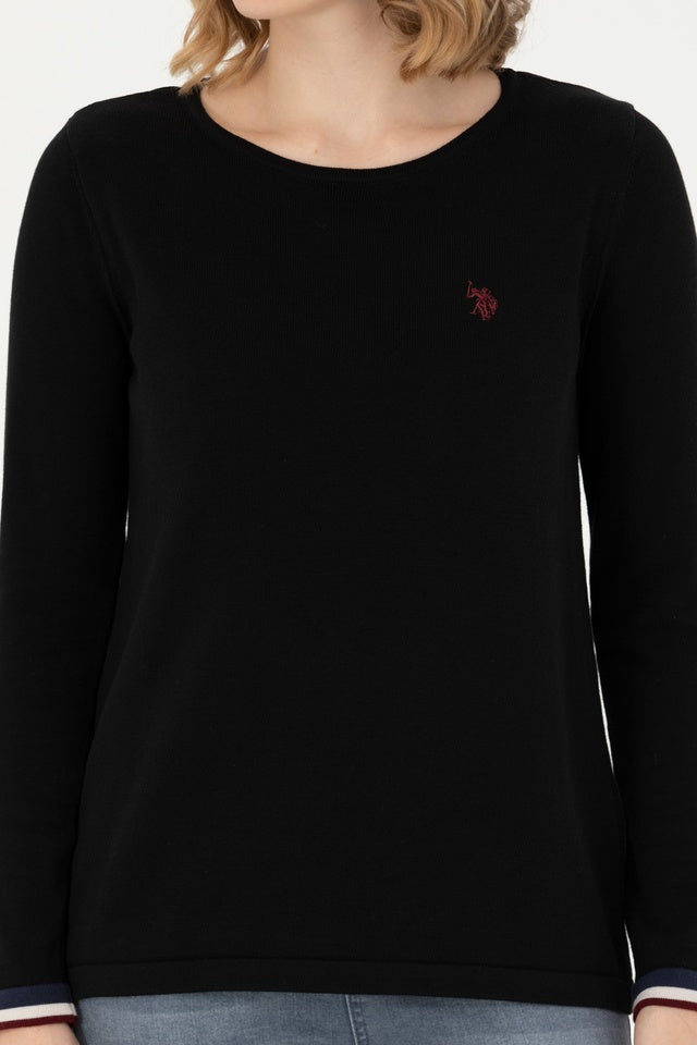 Women's Black Bike Collar Sweater