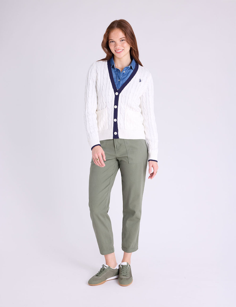 Cardigan with front buttons from U.S. Polo Assn., classic embossed pattern and comfortable pockets