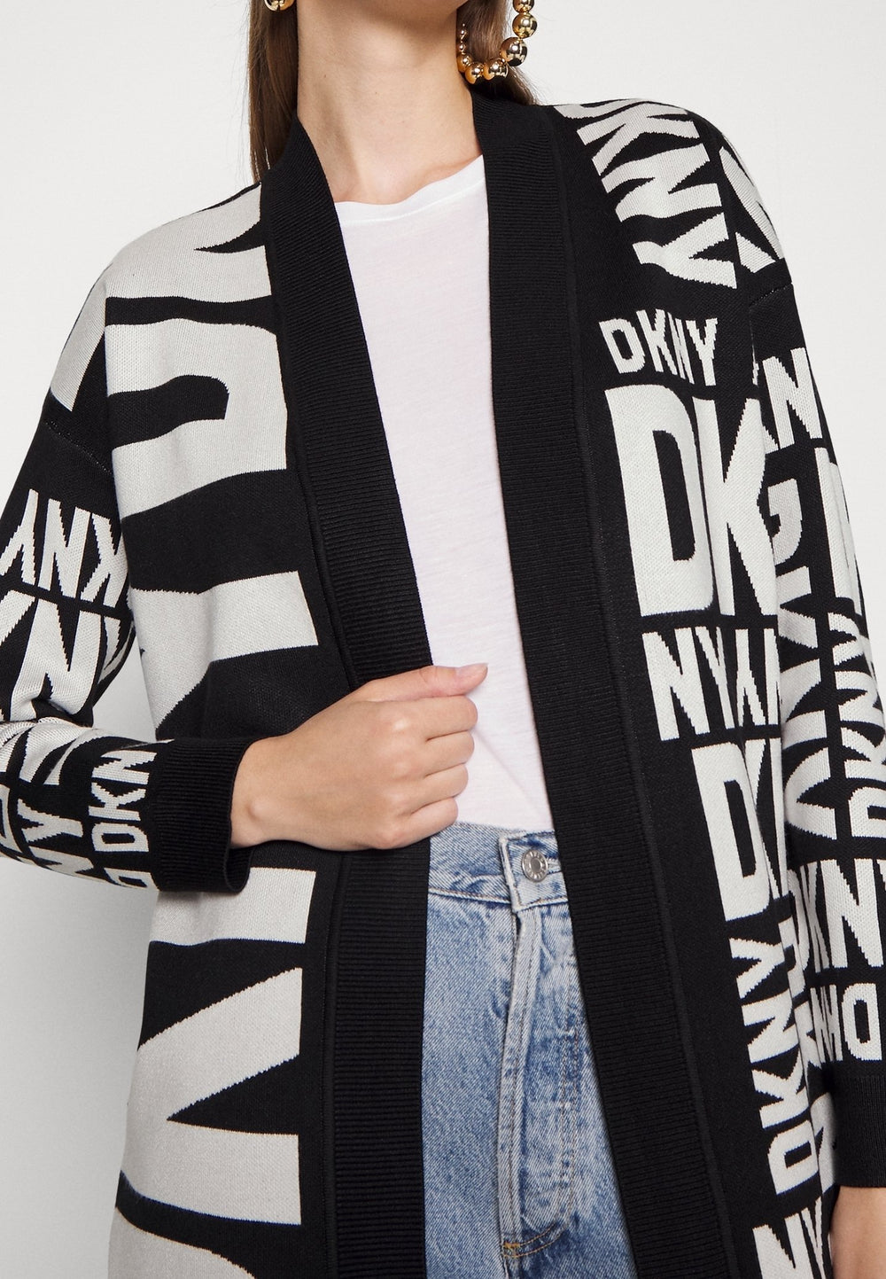 DKNY Women's Collarless Open-Front Long-Sleeve Cardigan