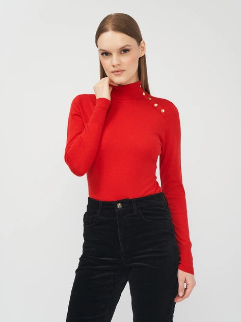 Anne Klein Womens Red Long Sleeve Sweater