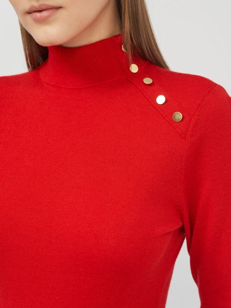 Anne Klein Womens Red Long Sleeve Sweater