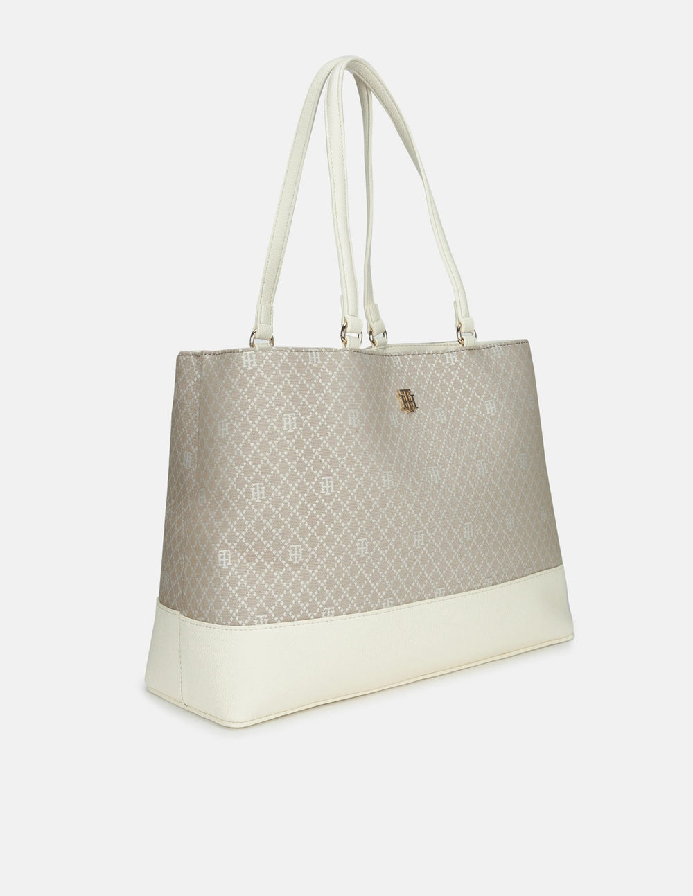 Tommy Hilfiger Self-Design Off-White Polyester Tote Bag