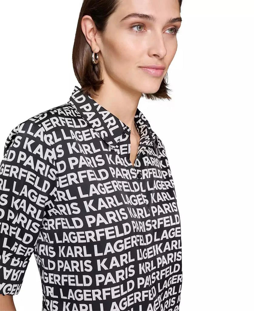 Karl Lagerfeld Paris Women's Logo-Print Button-Up Shirt