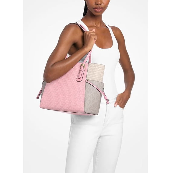 Voyager Large Color-Block Signature Logo Tote Bag