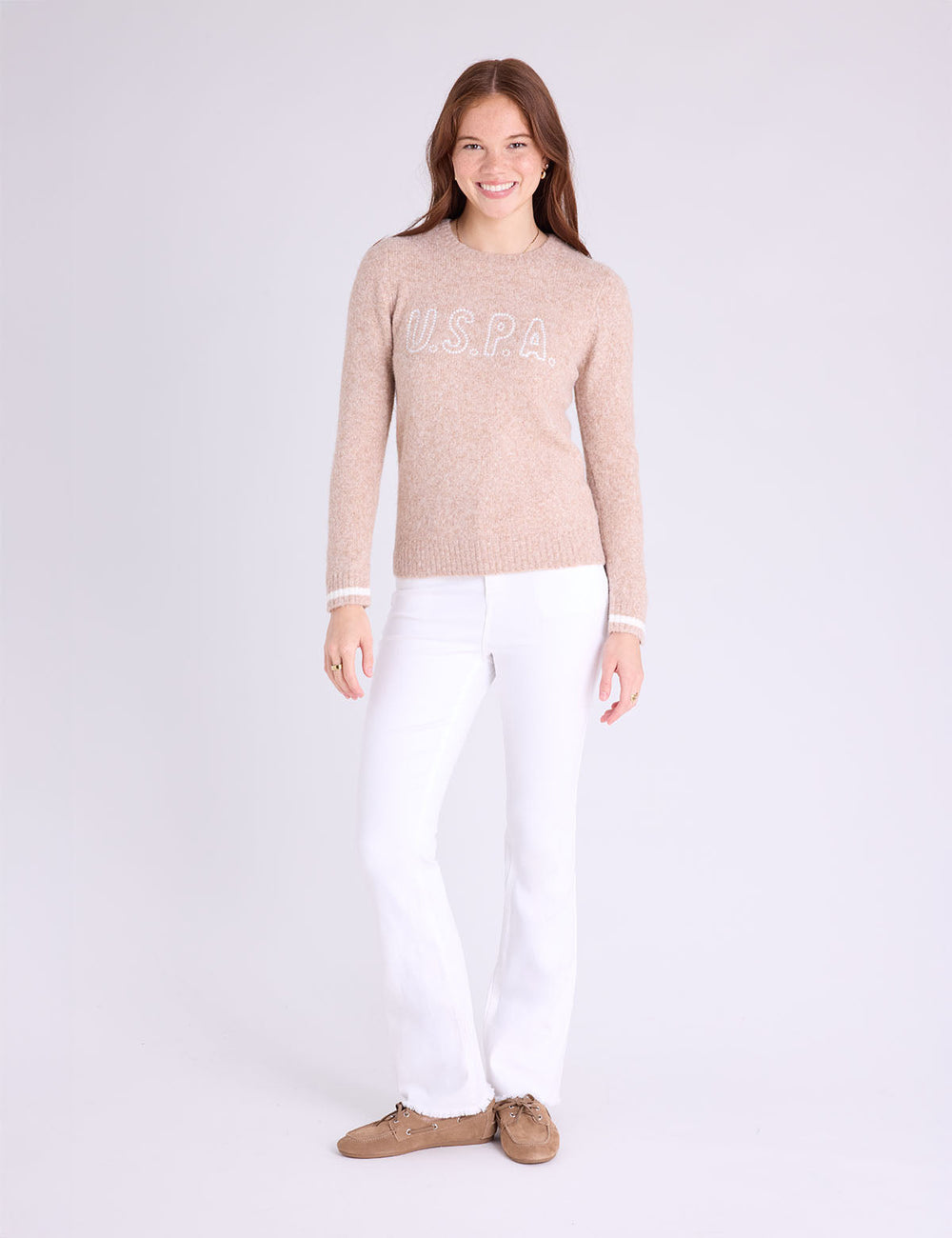 CREW NECK EMBROIDERED TIPPED SWEATER - U.S. Polo Assn.