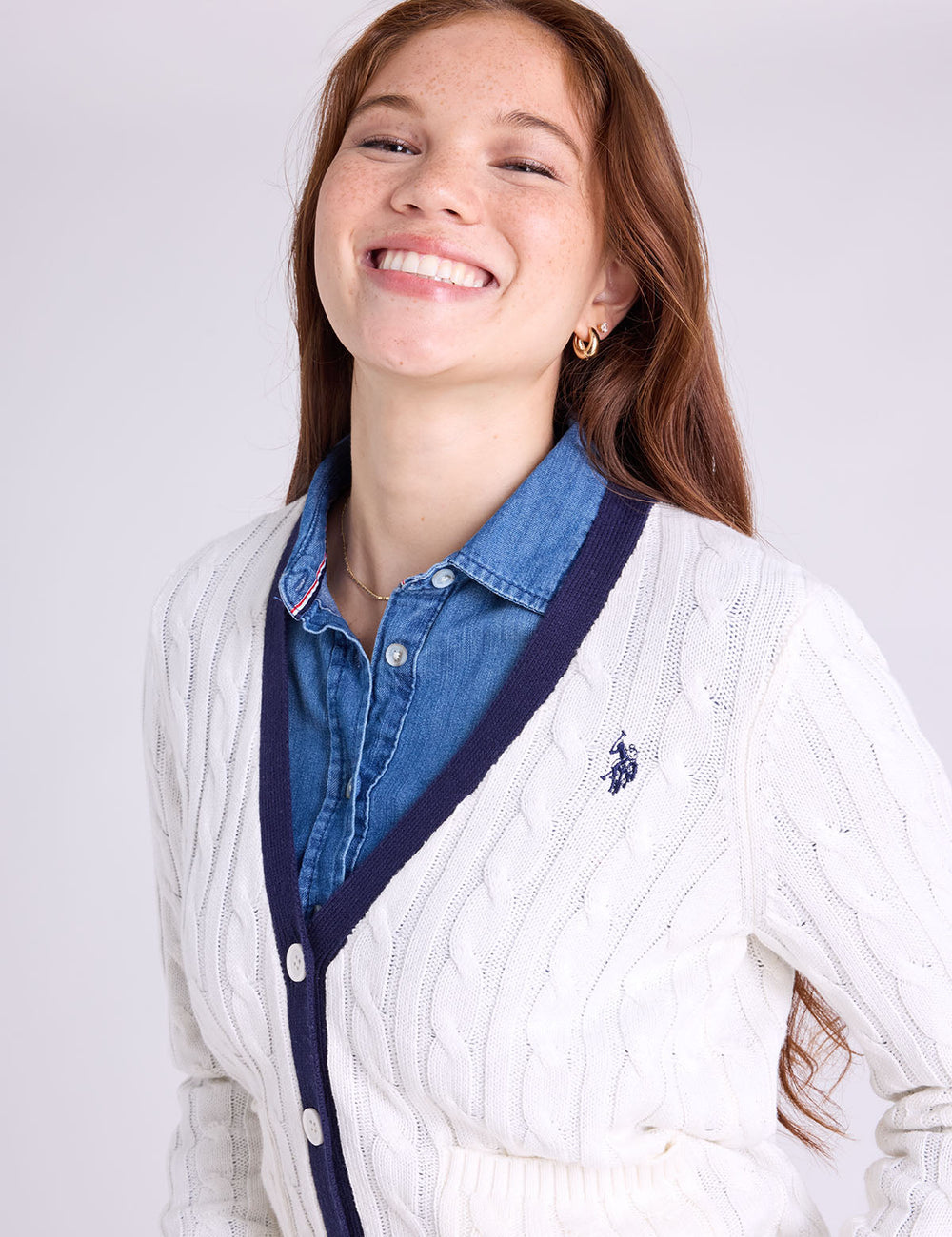 CABLE BUTTON FRONT CARDIGAN