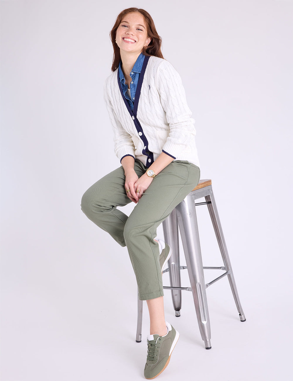 CABLE BUTTON FRONT CARDIGAN