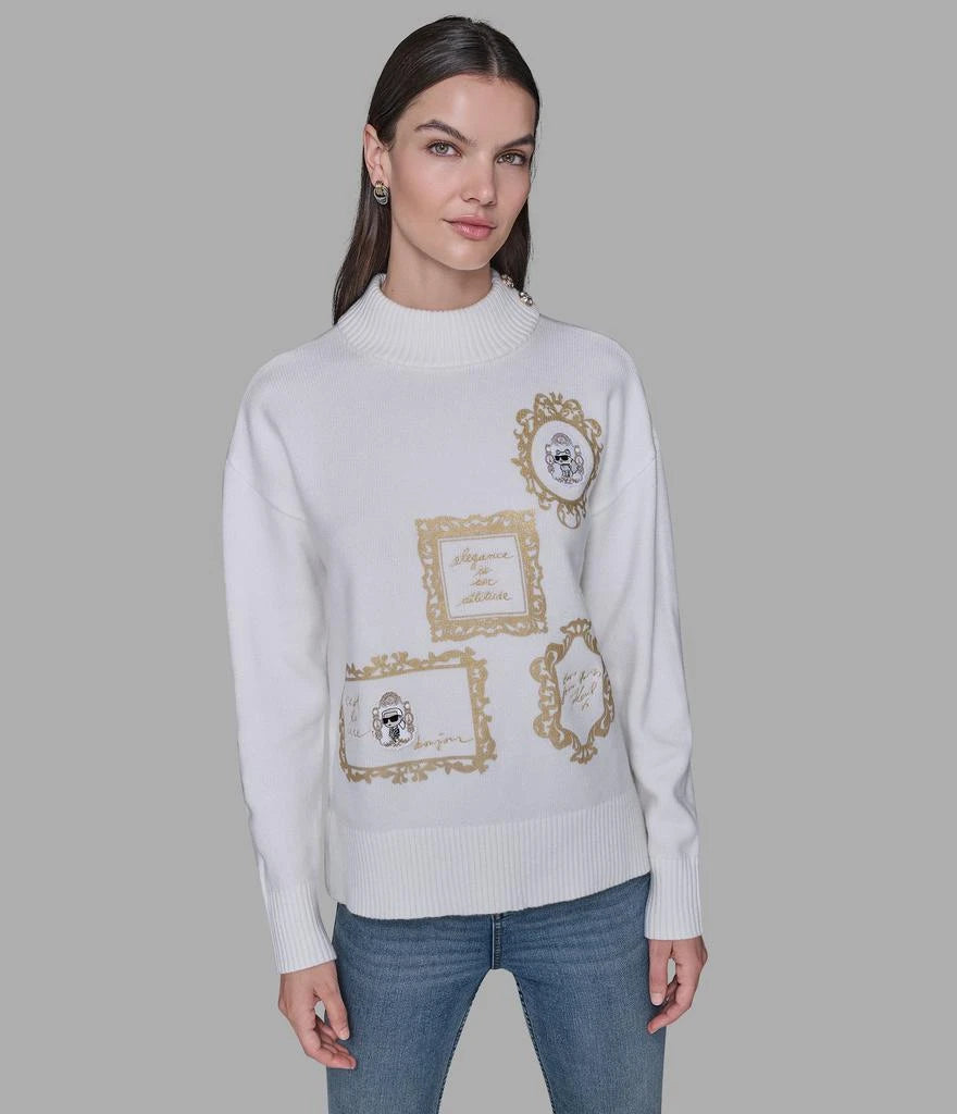 Karl Lagerfeld Paris KARL AND CHOUPETTE FRAME SWEATER