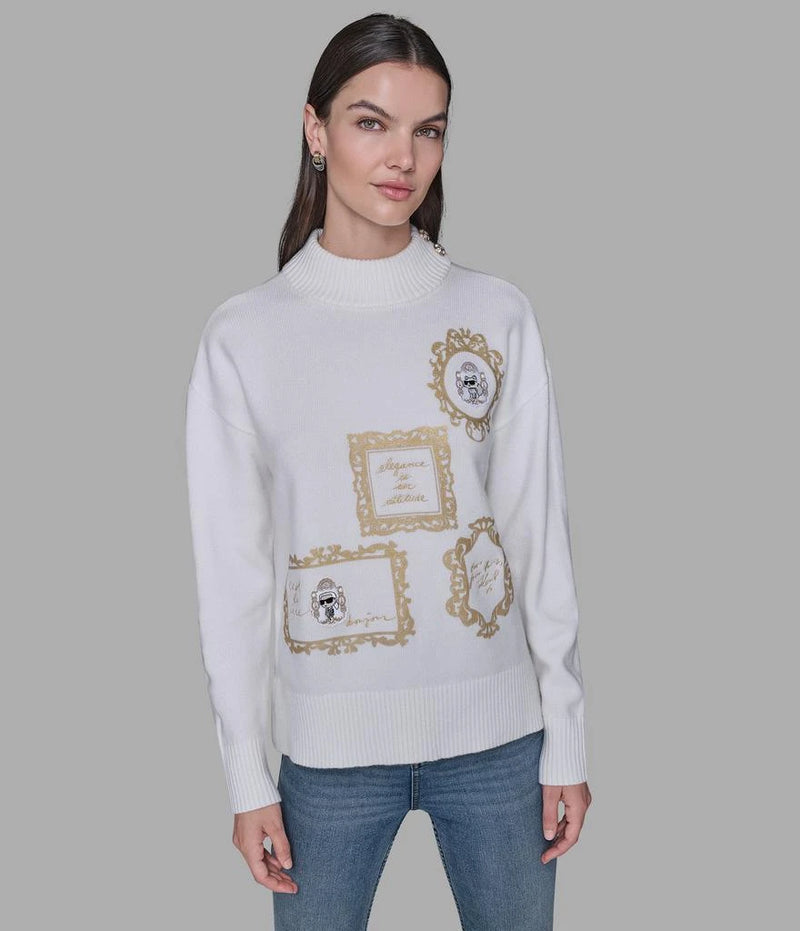 Karl Lagerfeld Paris KARL AND CHOUPETTE FRAME SWEATER