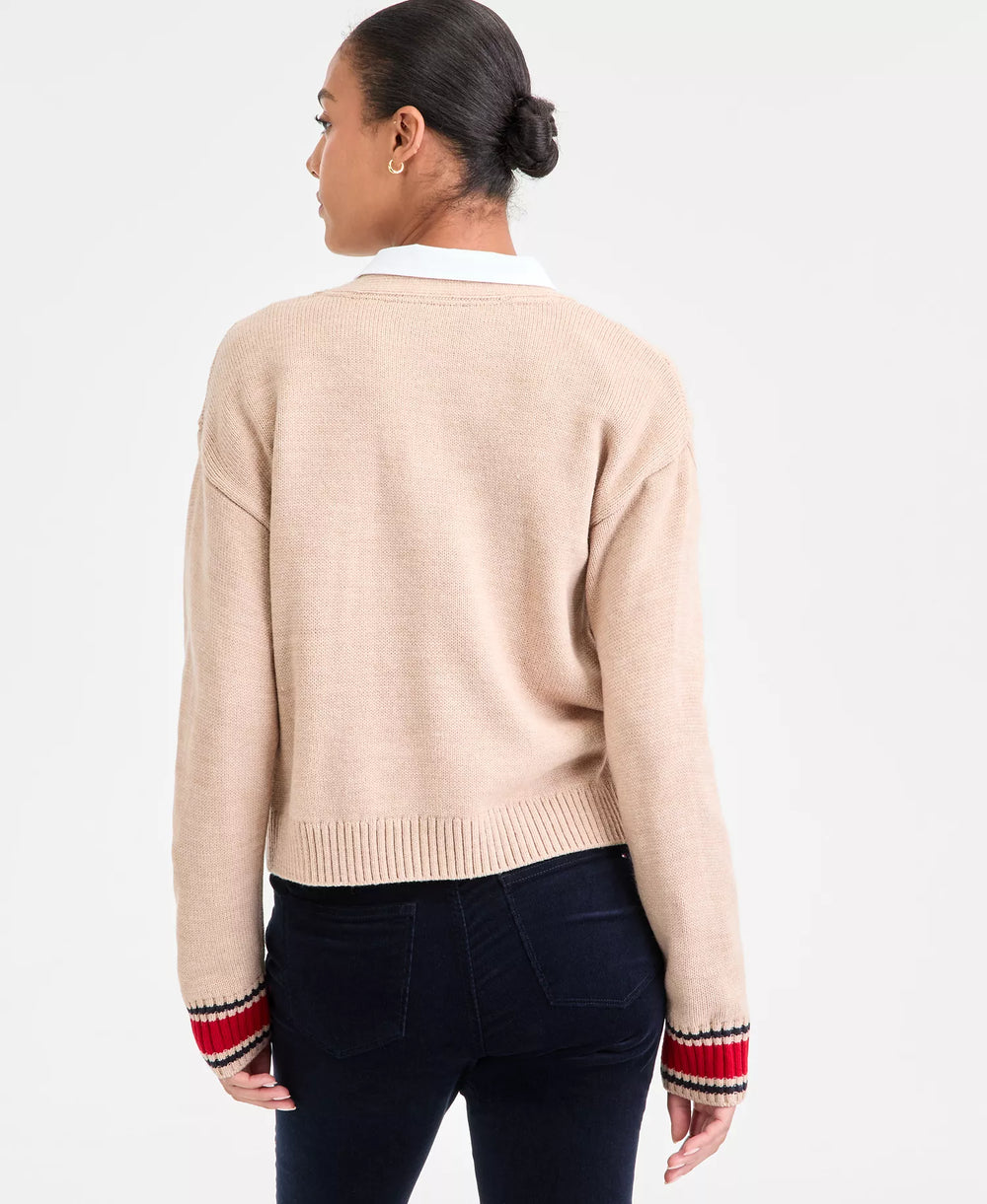 Tommy Hilfiger Women's Cable Knite Varsity Cardigan