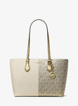 Sheila Large Metallic Two-Tone Signature Logo Tote Bag