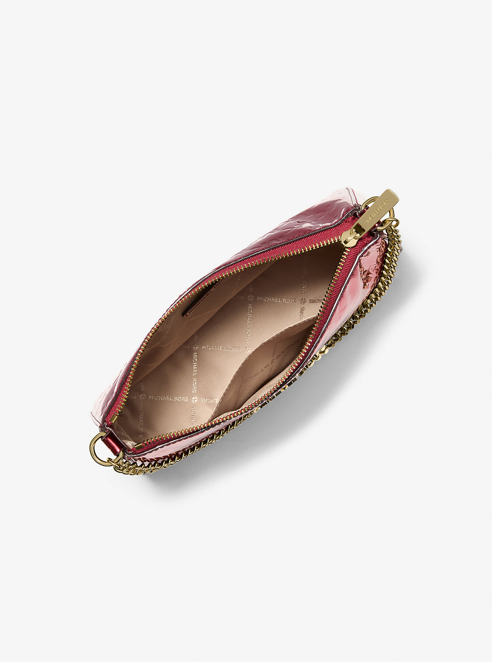 Jet Set Medium Metallic Logo Debossed Pochette and Card Case