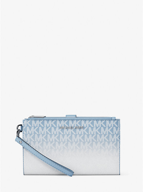 Jet Set Large Ombré Signature Logo Wristlet