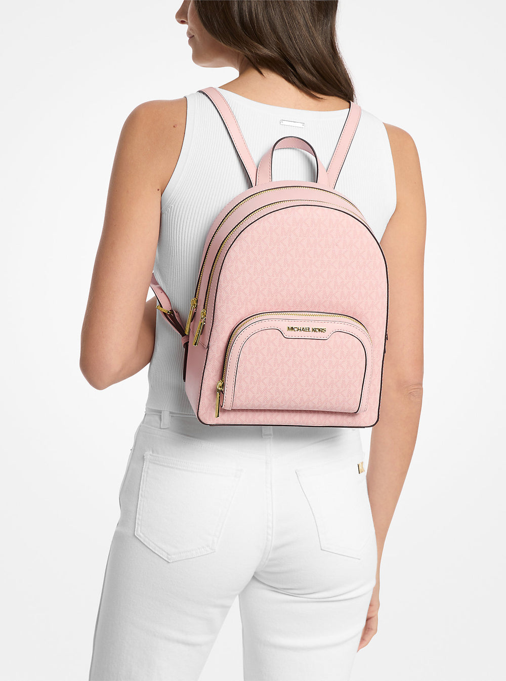 Michael Kors Jaycee Medium Logo Backpack POWDER BLUSH