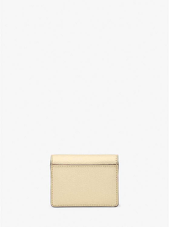 Michael Kors Women's Carson Small Pebbled Leather Card Case Wallet (Pale Gold)