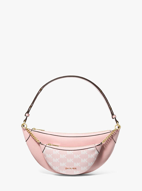 Hollis Medium 2-in-1 Pebbled Leather and Logo Jacquard Shoulder Bag