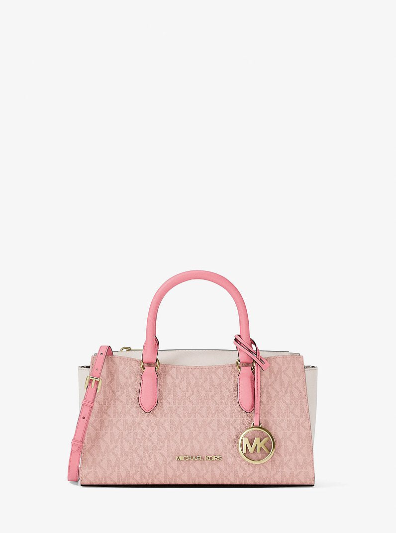 Michael Kors Outlet Arden Small Color-Block Signature Logo Messenger Bag