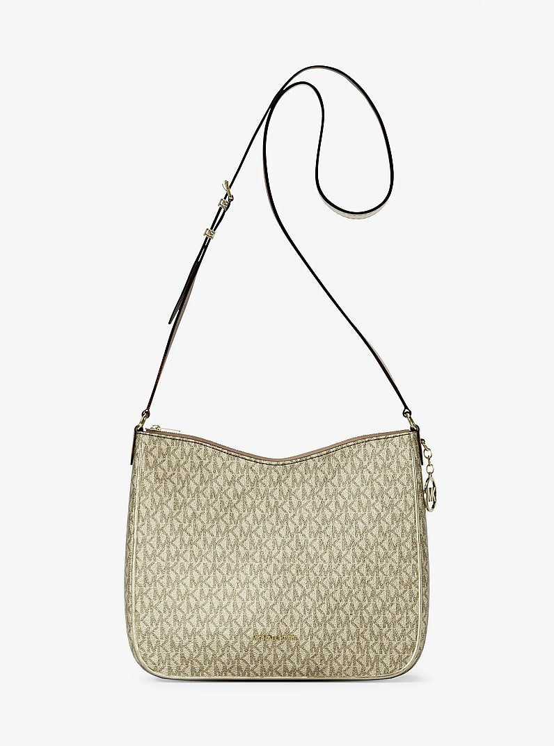 Michael Kors Outlet Nayla Medium Metallic Signature Logo Messenger Bag