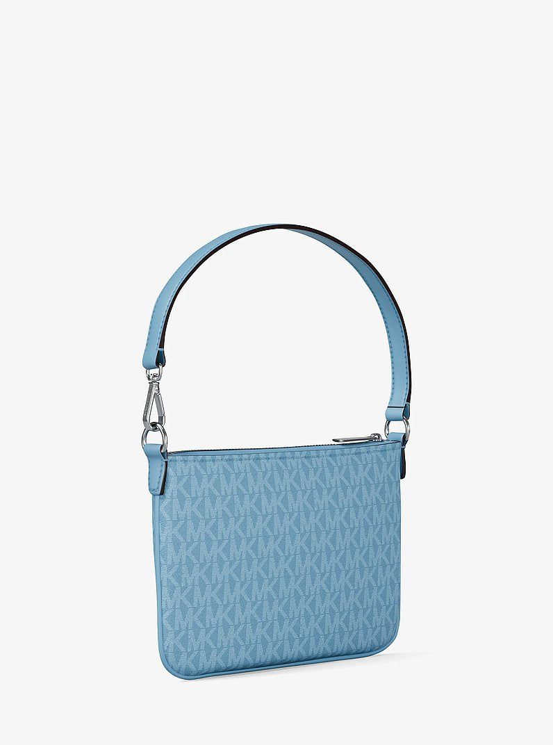 Michael Kors Jet Set Small Signature Logo Convertible Wristlet (Light Sky) 35T5STVW5B-Sky