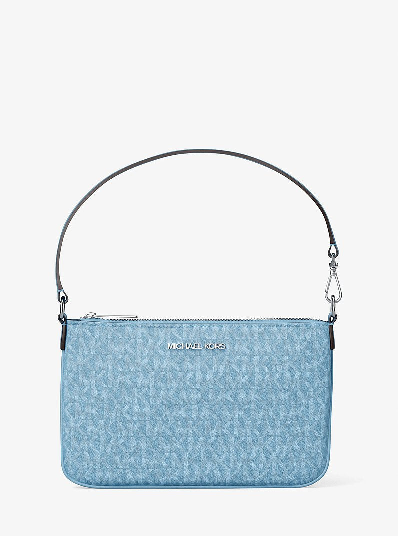 Michael Kors Jet Set Small Signature Logo Convertible Wristlet (Light Sky) 35T5STVW5B-Sky