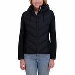 DKNY Women's Mixed Media Puffer Jacket Black