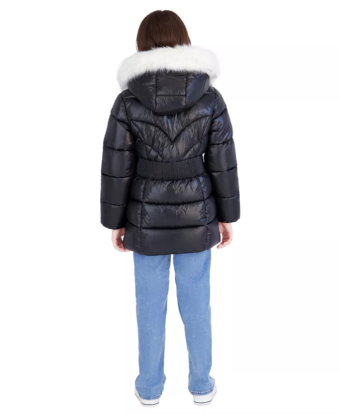 Michael Michael Girls' 7-16 Heavy Weight Stadium Length Hooded Jacket