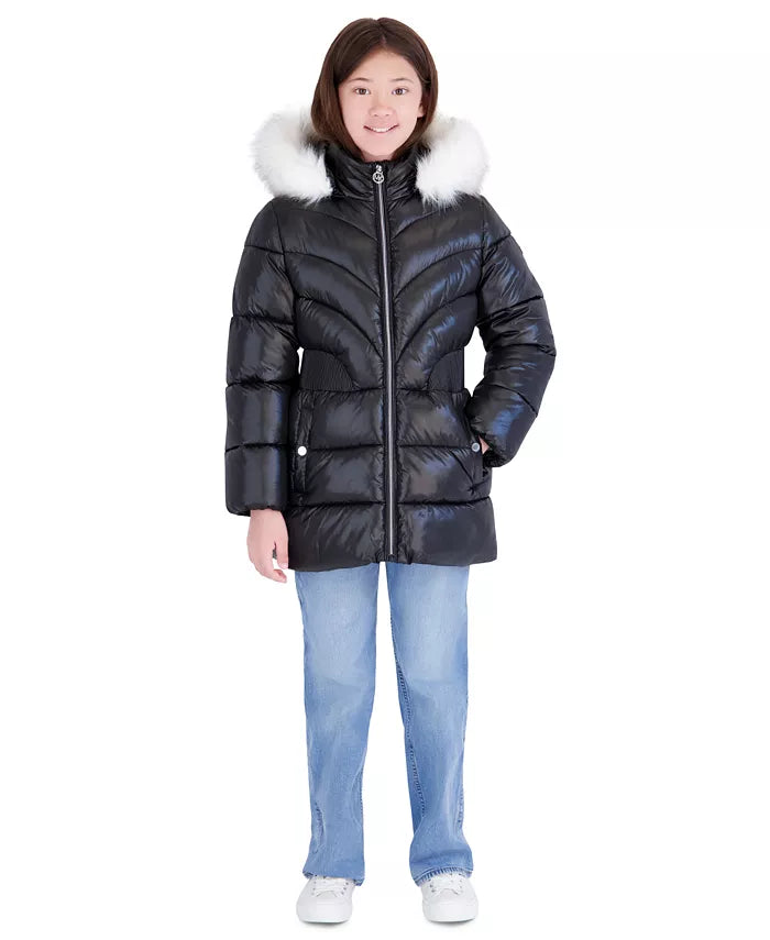 Michael Michael Girls' 7-16 Heavy Weight Stadium Length Hooded Jacket