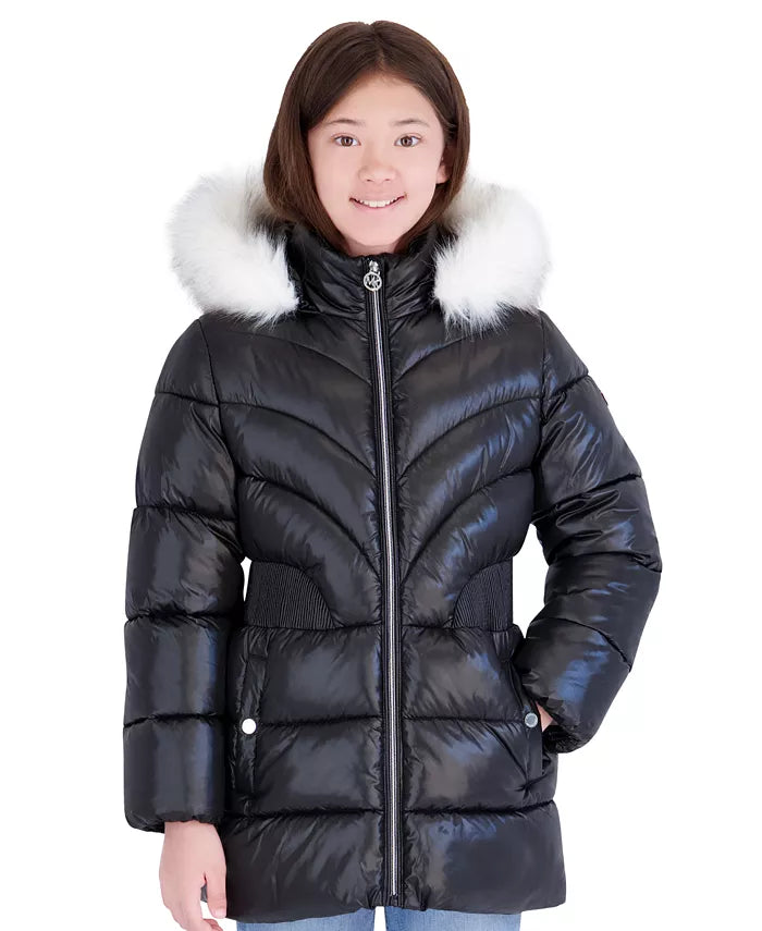 Michael Michael Girls' 7-16 Heavy Weight Stadium Length Hooded Jacket