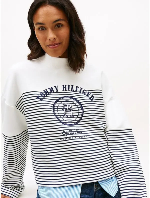 Nautical Stripe Cropped Sweatshirt