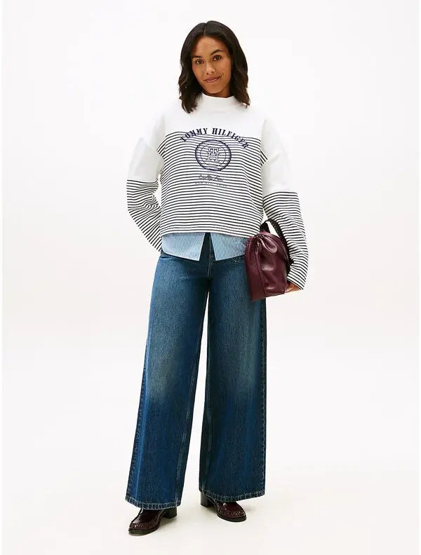 Nautical Stripe Cropped Sweatshirt