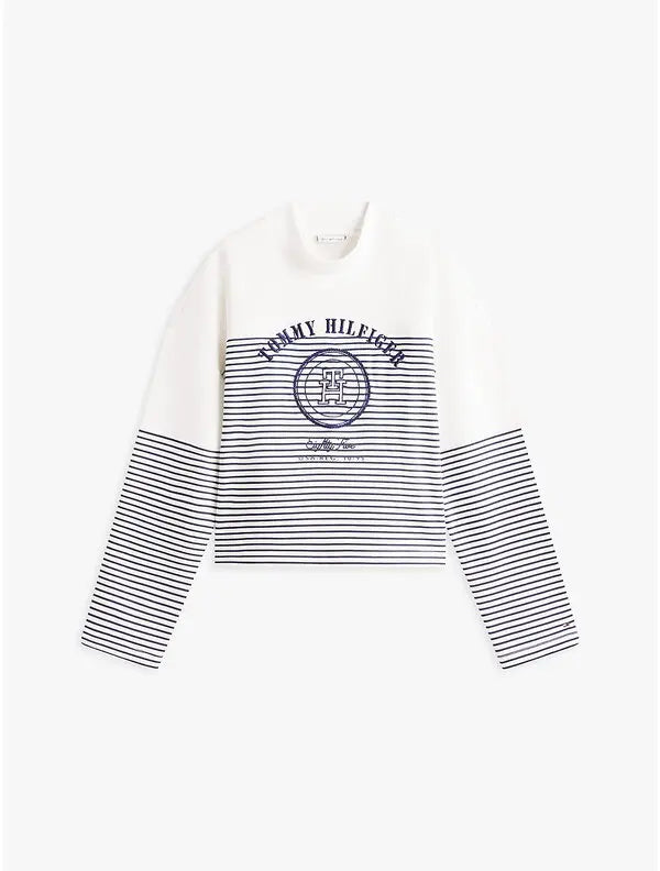 Nautical Stripe Cropped Sweatshirt