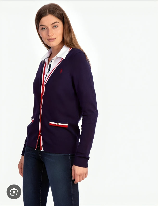 STRIPED RIB KNIT CARDIGAN