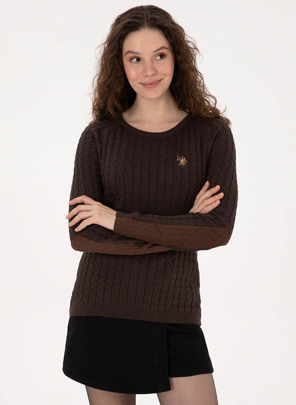 U.S. Polo Assn Women's Cable Slim Fit Sweater