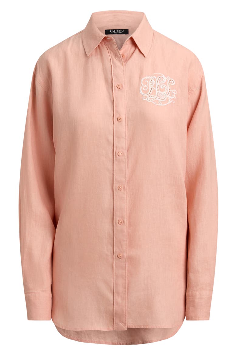 Relaxed Fit Eyelet-Logo Linen Shirt Save your Wishlist Lauren Petite