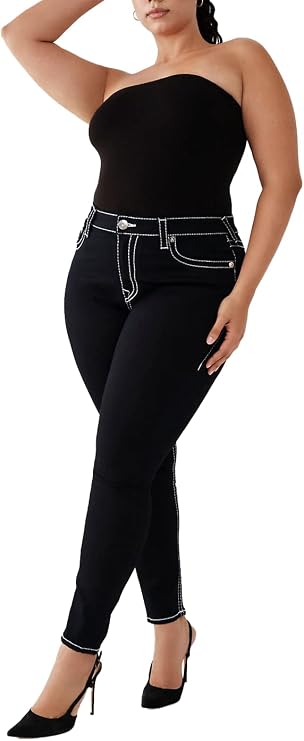 True Religion Women's Jennie Mid Rise Curvy Fit Skinny Ankle Jean, sample body rinse