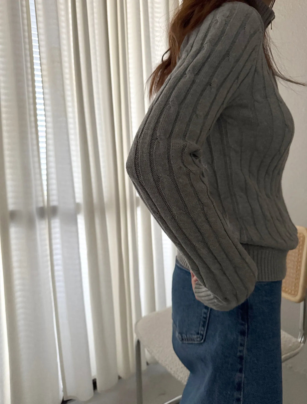 Crest Logo Cable Knit Zip Cardigan